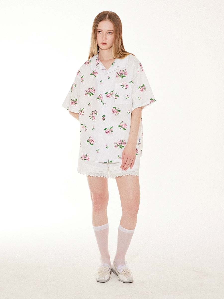 EMPTY REFERENCE Rose Floral Print Short Sleeve Shirt | Face 3 Face