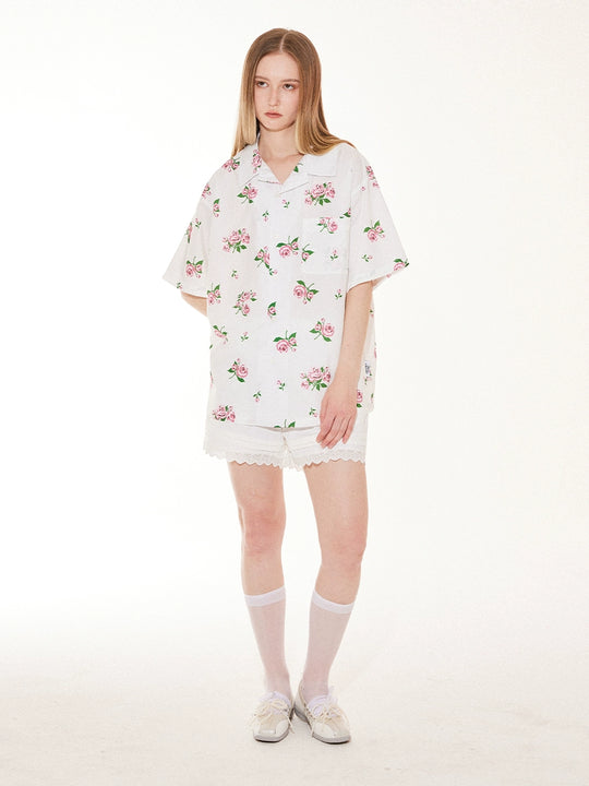 EMPTY REFERENCE Rose Floral Print Short Sleeve Shirt | Face 3 Face