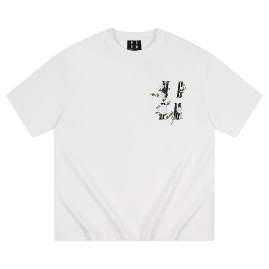 MEDM 3D Flower Embroidered Letter Print Tee | Face 3 Face