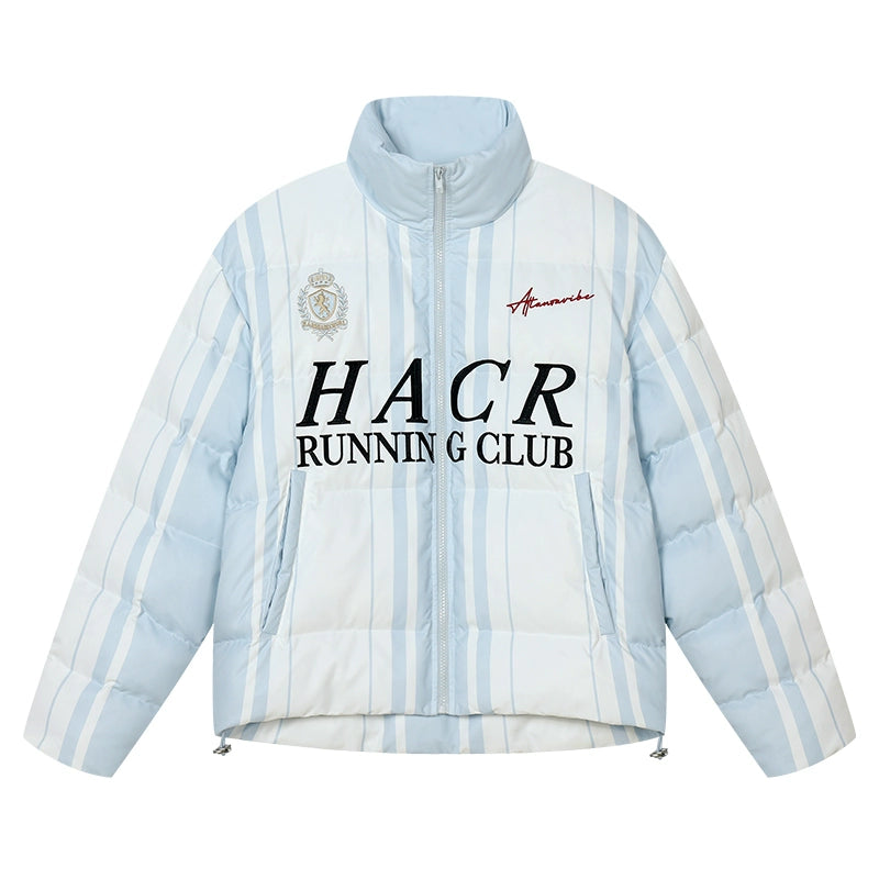 Harsh and Cruel Sport Stripe Football Club Logo Embroidered Puffer Jacket | Face 3 Face