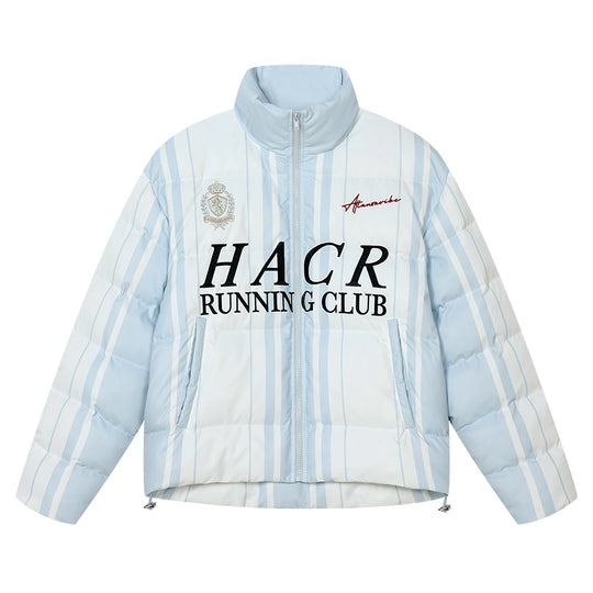 Harsh and Cruel Sport Stripe Football Club Logo Embroidered Puffer Jacket | Face 3 Face