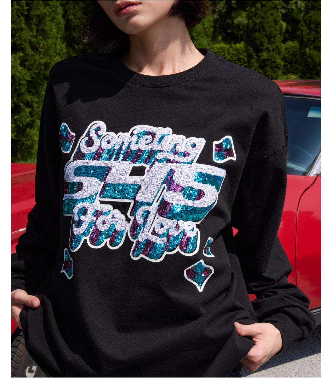 S45 3D Sequined Letter Logo Long Sleeve Tee | Face 3 Face