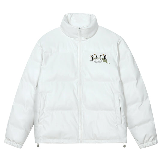 Harsh and Cruel Daisy Embroidery PU Padded Jacket | Face 3 Face