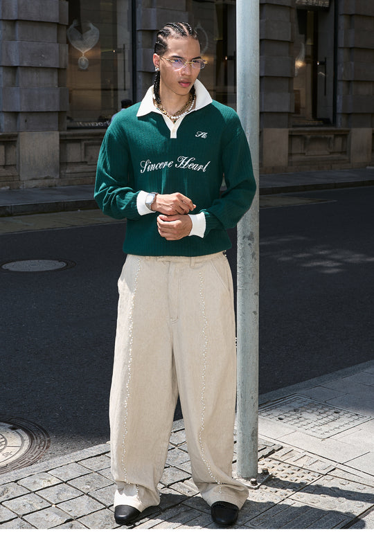 STEEPC Contrast Lapel Polo Knit Sweater | Face 3 Face