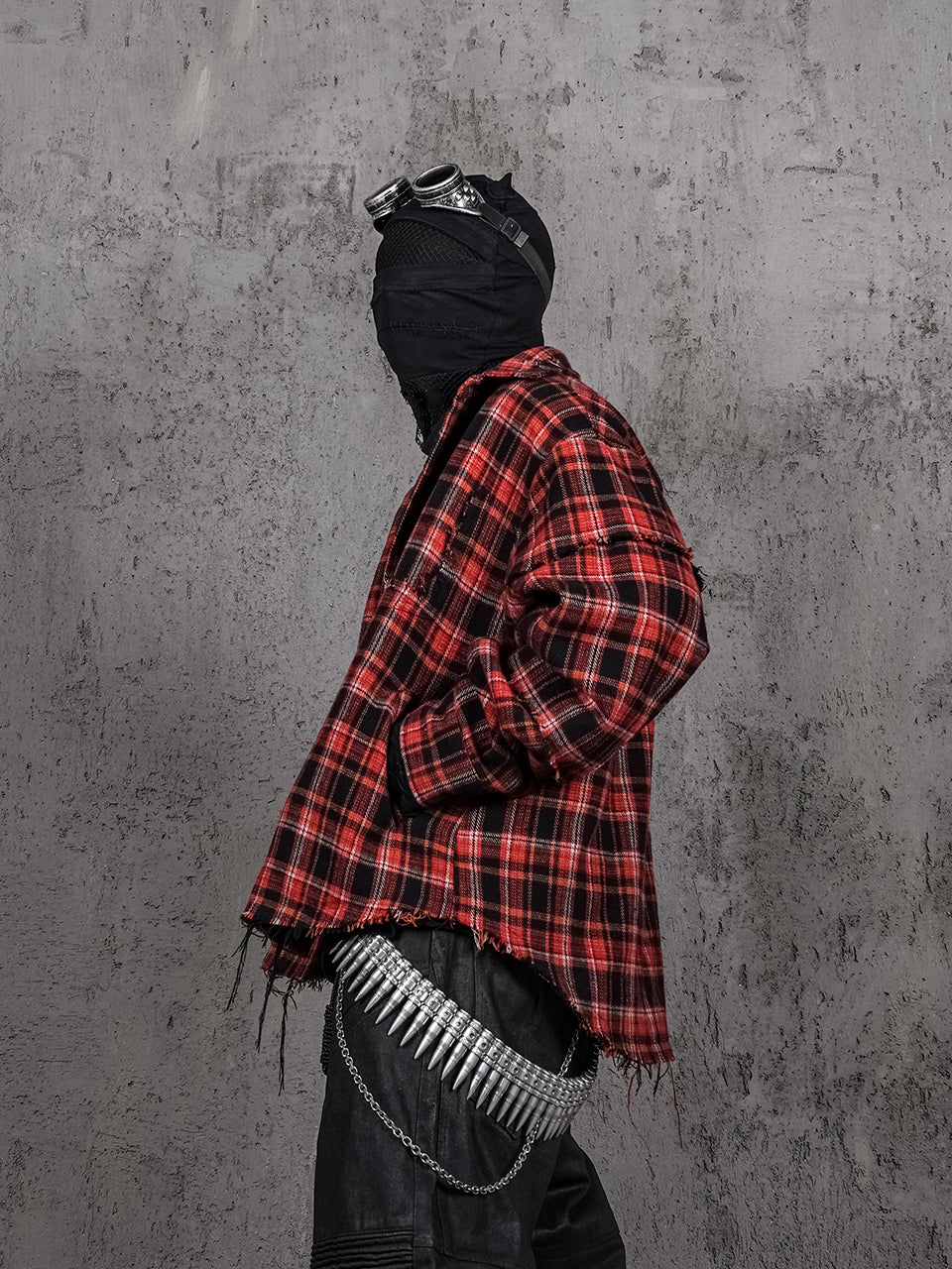 UNDERWATER Scarlet Plaid Deconstructed Destroyed Shirt Jacket | Face 3 Face