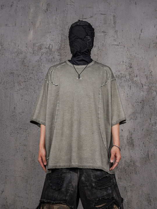 UNDERWATER Gray Sand-Washed Faded Deconstructed Tee | Face 3 Face