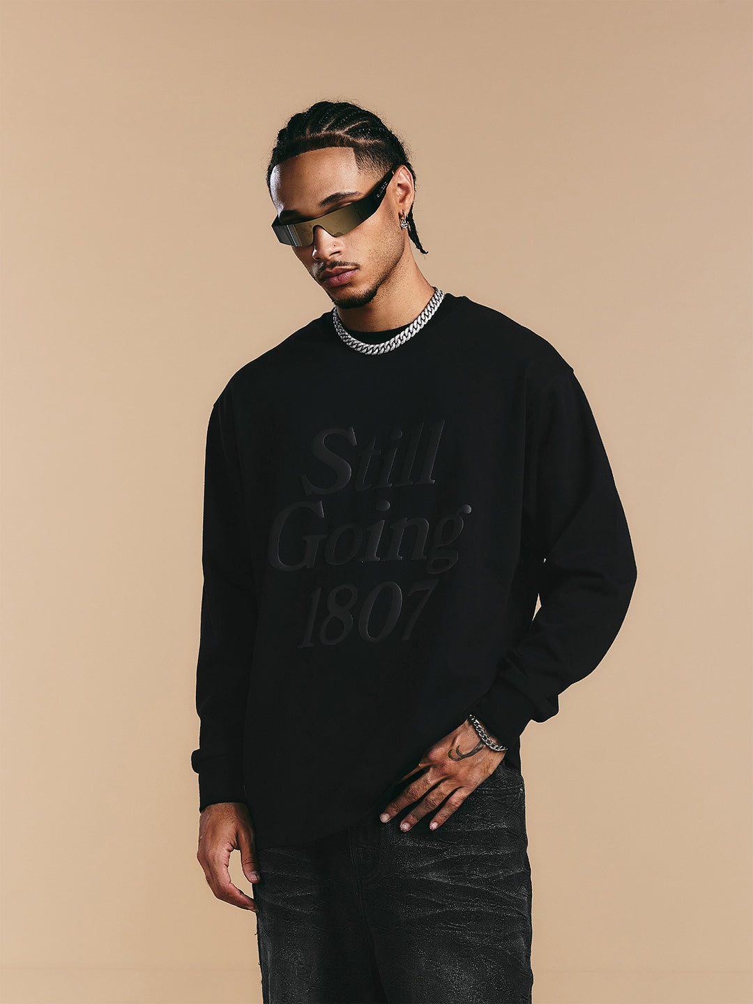 1807 Still Going Foam Print Long Sleeve Tee | Face 3 Face