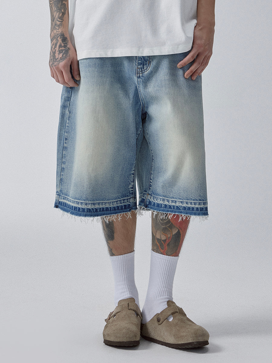 F2CE Washed and Aged Denim Shorts | Face 3 Face