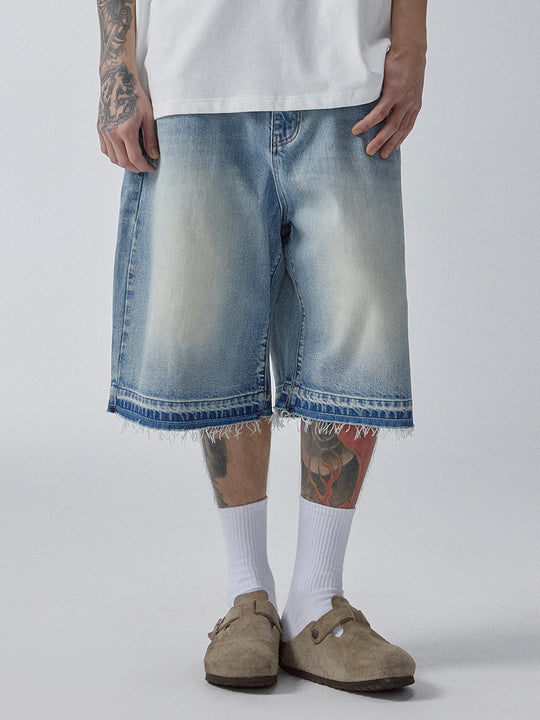 F2CE Washed and Aged Denim Shorts | Face 3 Face