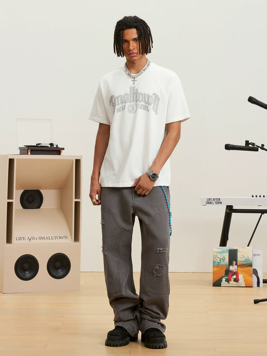 Small Town Kid Gothic Studded Logo Print Tee | Face 3 Face