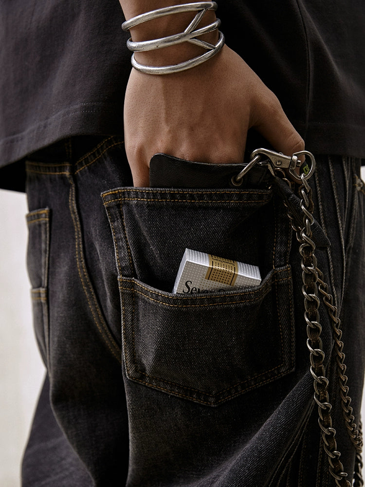 Remedy Double Layer Back Pocket Side Stitch Washed Jeans | Face 3 Face