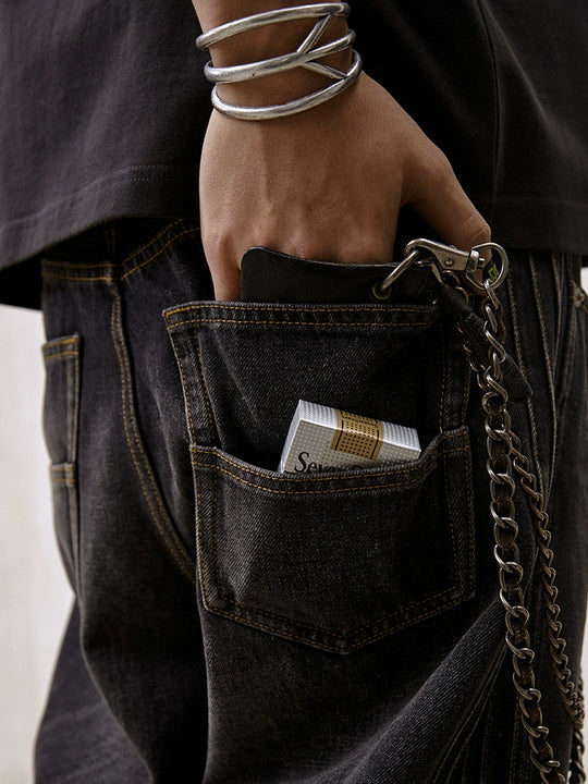 Remedy Double Layer Back Pocket Side Stitch Washed Jeans | Face 3 Face