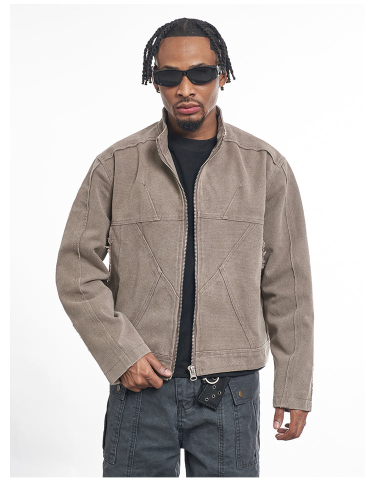 F3F Select Washed Denim Motorcycle Jacket | Face 3 Face