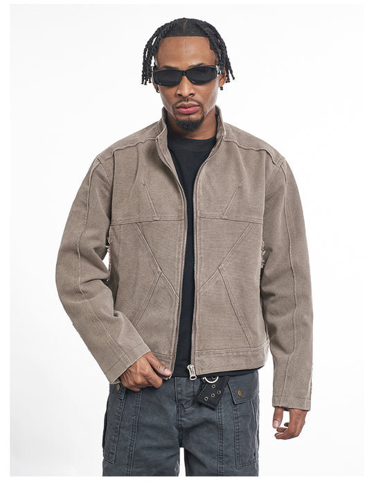 F3F Select Washed Denim Motorcycle Jacket | Face 3 Face