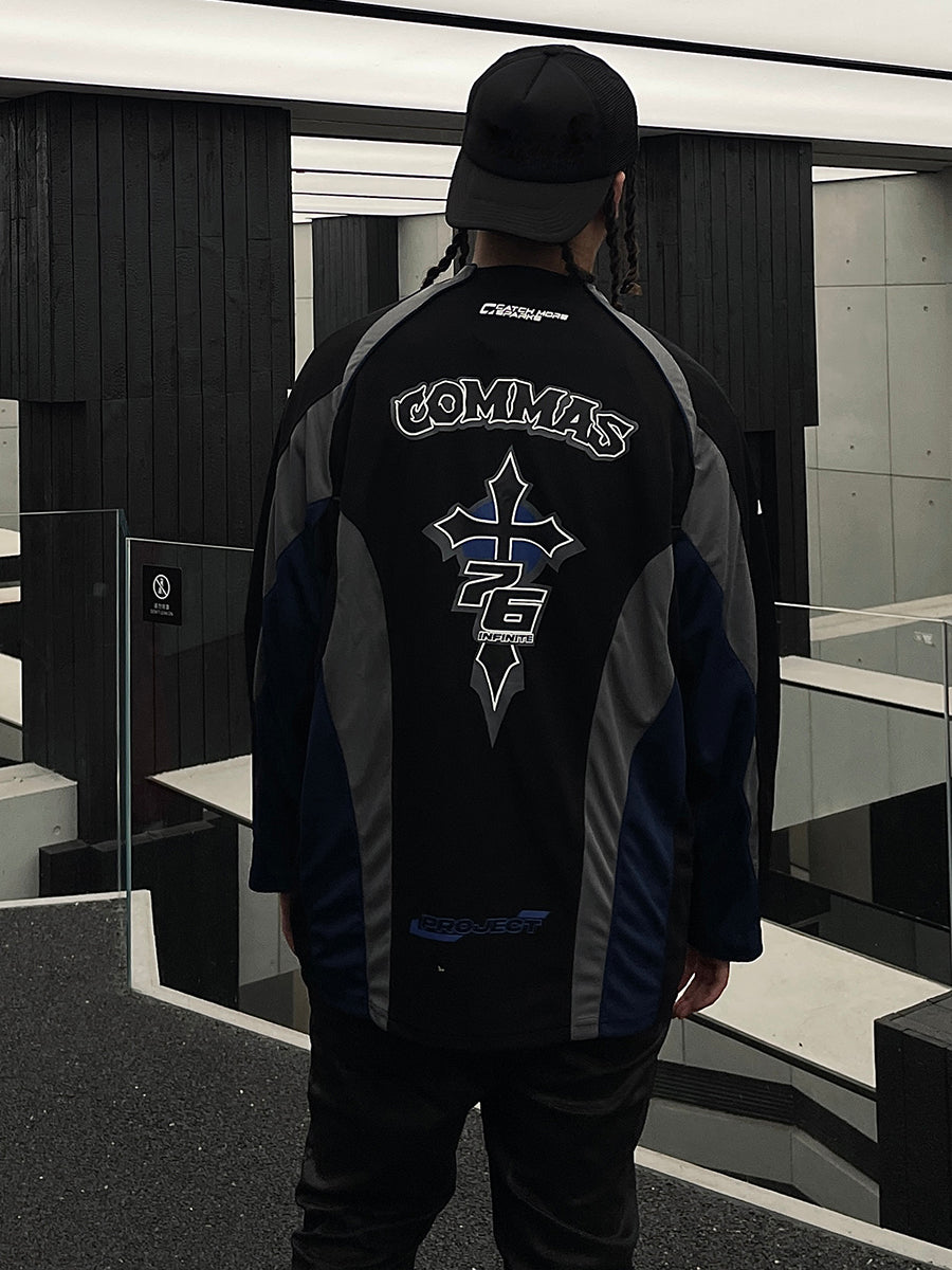 COMMAS Contrast Color Mesh Stitching Hockey Jersey | Face 3 Face