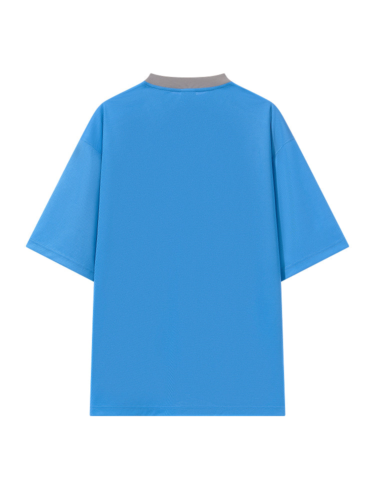 BLIND NO PLAN Colorblocked Double-layer Neckline Jersey Tee | Face 3 Face