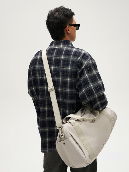 VOTE Navy Plaid Embroidery Long Sleeved Shirt