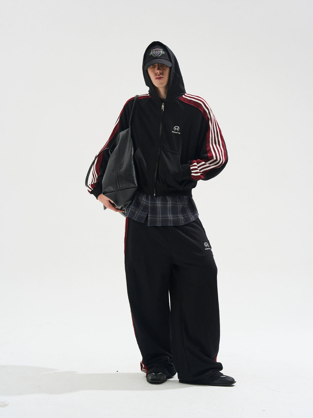 BLIND NO PLAN Striped Hooded Zip Up Sweatshirt Jacket | Face 3 Face