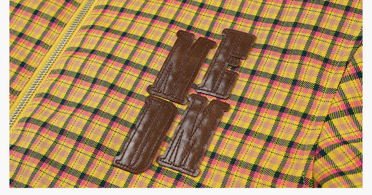 MEDM Plaid Quilted-Lined Leather Patch Track Jacket | Face 3 Face