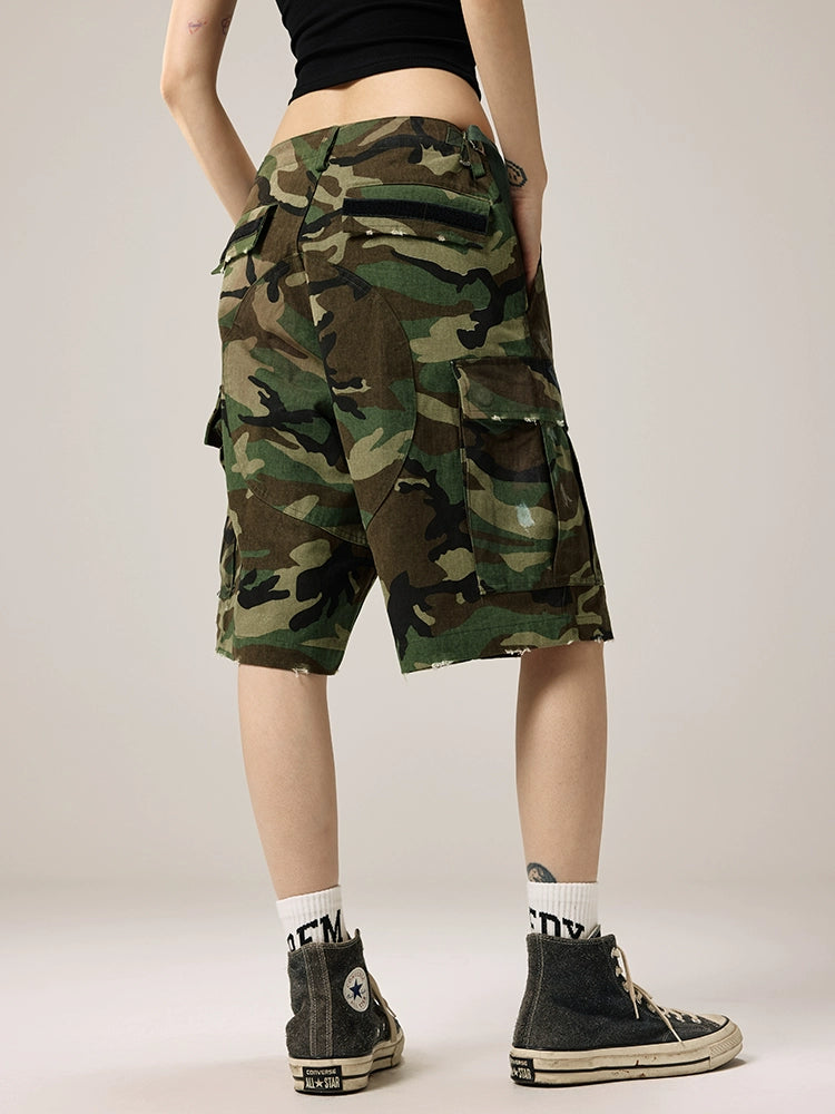 Remedy Paint Stained Camouflage Work Cargo Shorts | Face 3 Face