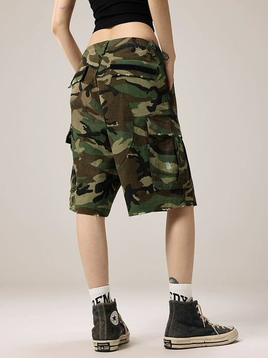 Remedy Paint Stained Camouflage Work Cargo Shorts | Face 3 Face