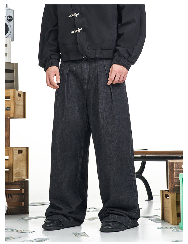 F3F Select Two Tuck Black Baggy Jeans | Face 3 Face