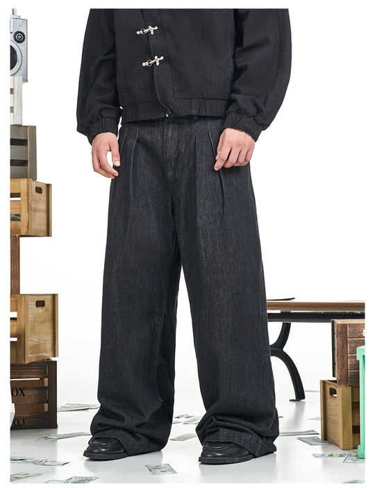 F3F Select Two Tuck Black Baggy Jeans | Face 3 Face