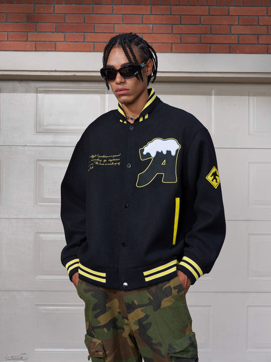 AFGK Snow Monster Embroidered Varsity Jacket | Face 3 Face