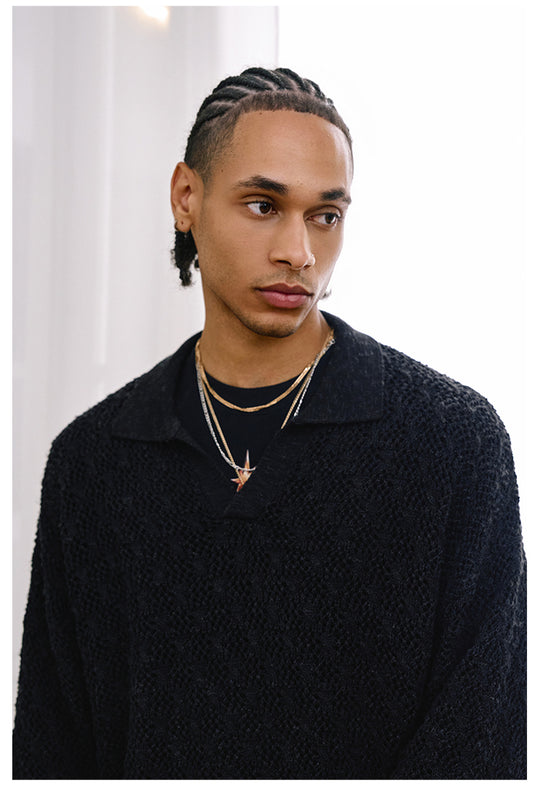 Remedy Mesh Polo Knit Sweater | Face 3 Face