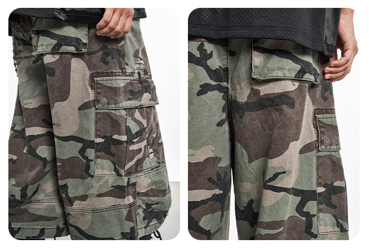 F3F Select Multi Pocket Camouflage Baggy Shorts | Face 3 Face