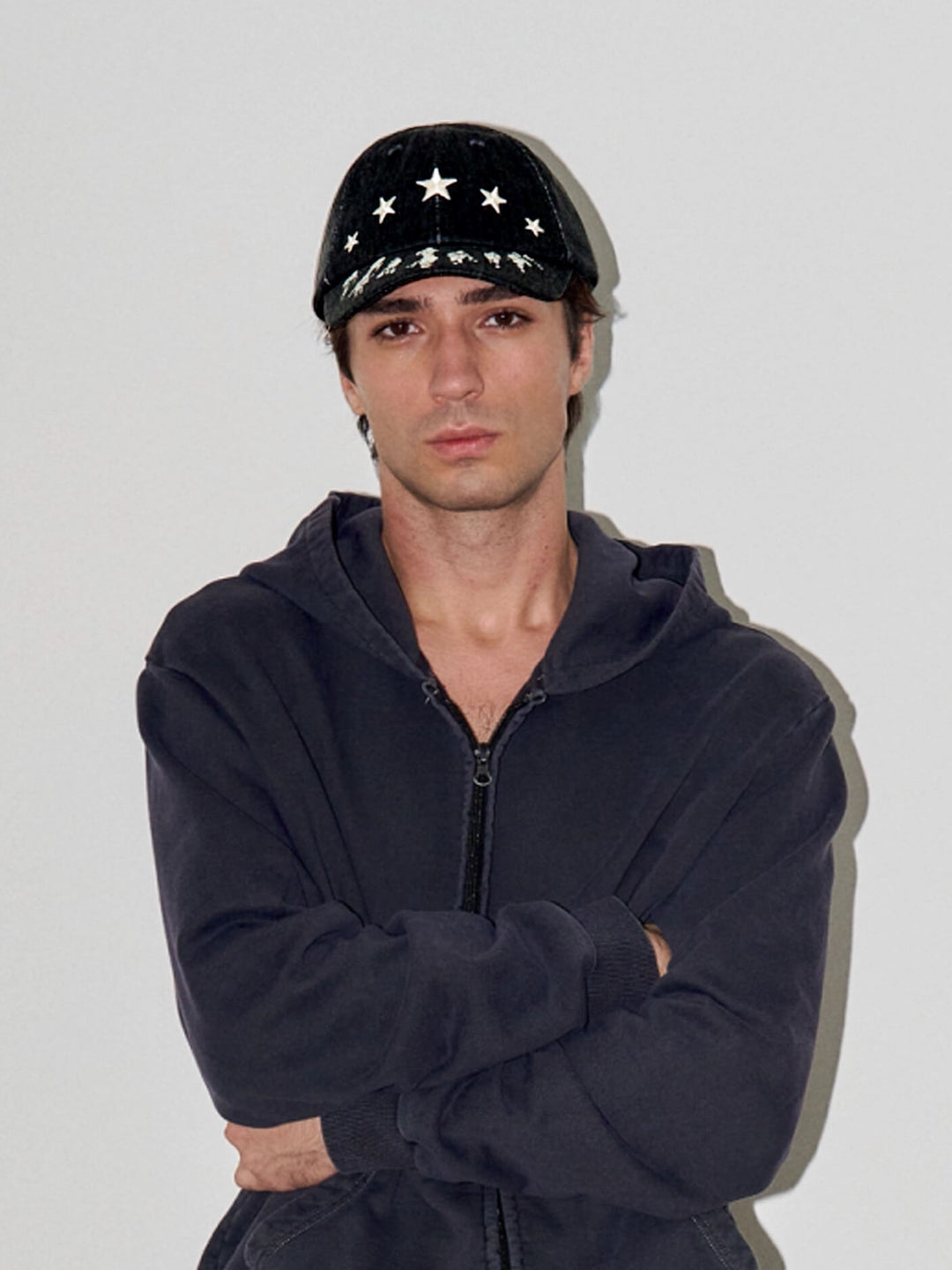 LIBERAFIT Star Embroidered and Printed Denim Baseball Cap | Face 3 Face