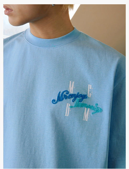 MEDM Fuzzy Embroidered Print Logo Tee | Face 3 Face