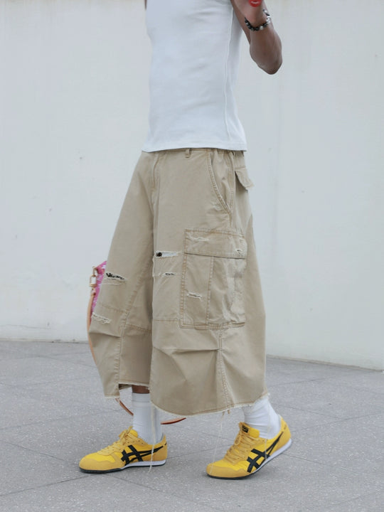 STEEPC Washed Distressed Baggy Multi Pocket Work Shorts | Face 3 Face