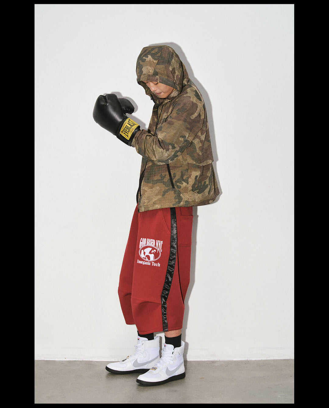 NOVACAM Flocked Print 3D Side Stripe Baggy Sweat Shorts | Face 3 Face