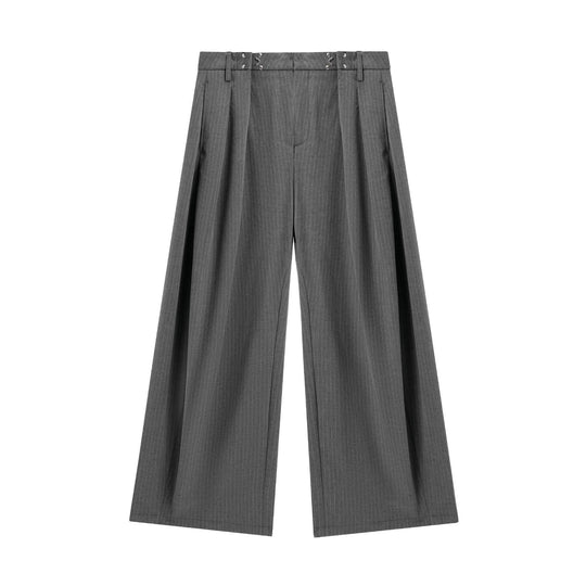 JHYQ Pinstripe Pleated Wide Leg Suit Pants | Face 3 Face