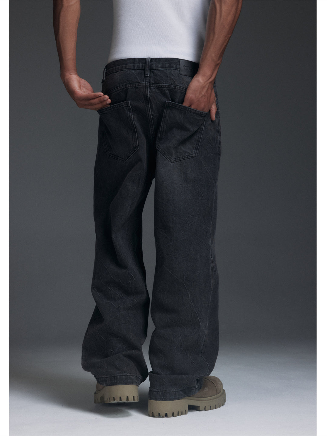 NOVACAM Water-Ripple Washed Baggy Jeans | Face 3 Face