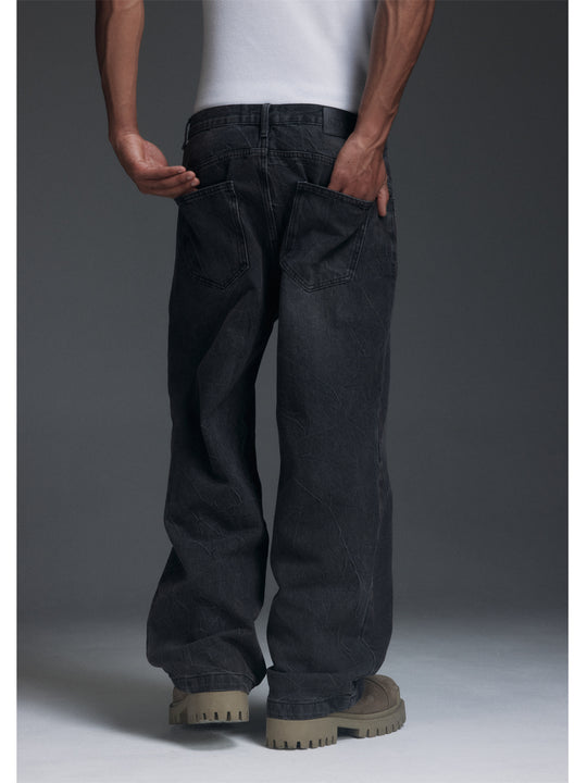 NOVACAM Water-Ripple Washed Baggy Jeans | Face 3 Face