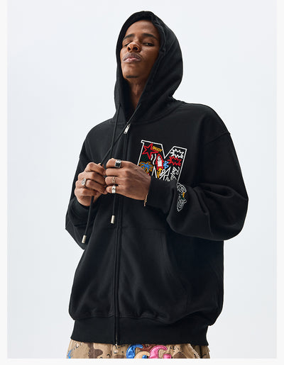 MEDM Big M Plush Wire Frame Zip Up Hoodie | Face 3 Face