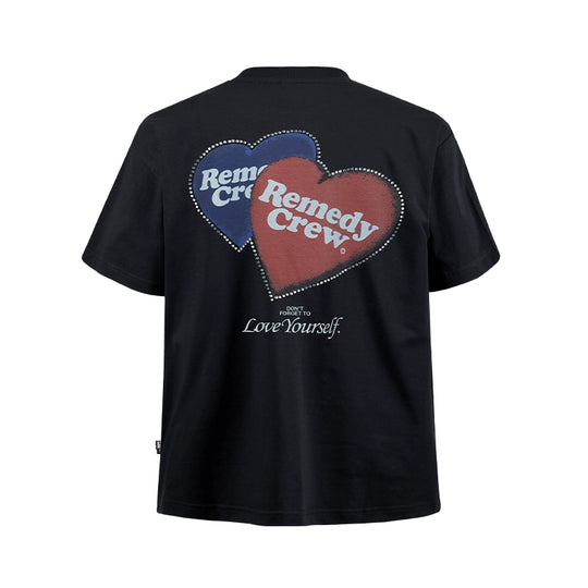 Remedy Blue and Red Love Heart Rhinestone Tee | Face 3 Face