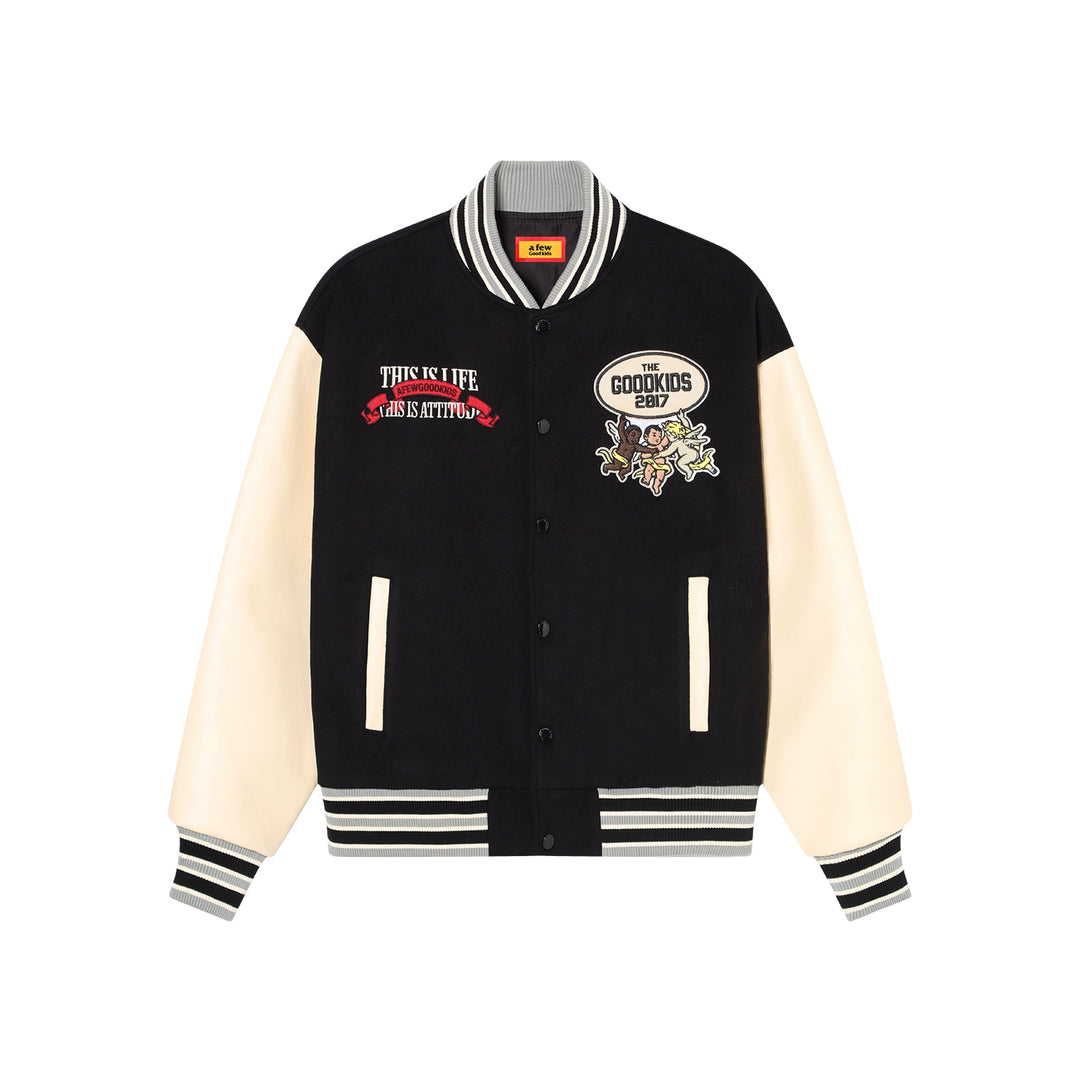 AFGK Star Angel Embroidered Varsity Jacket | Face 3 Face