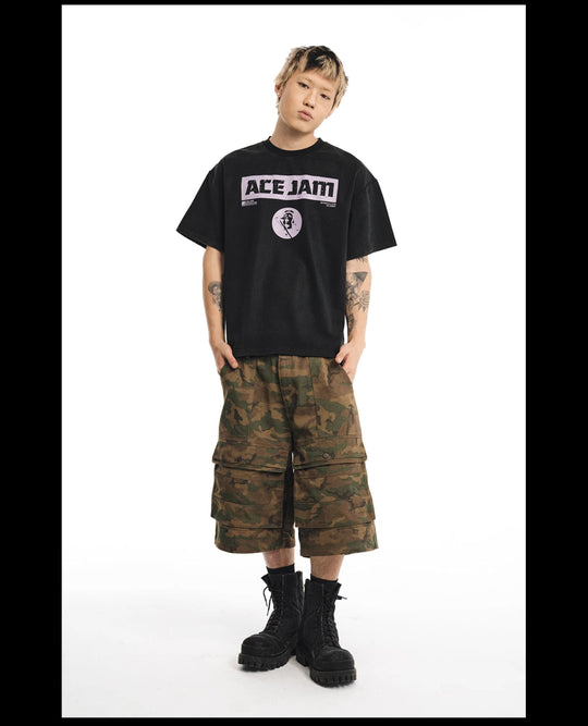 NOVACAM ACE JAM Vintage Washed Black Stitch Tee | Face 3 Face