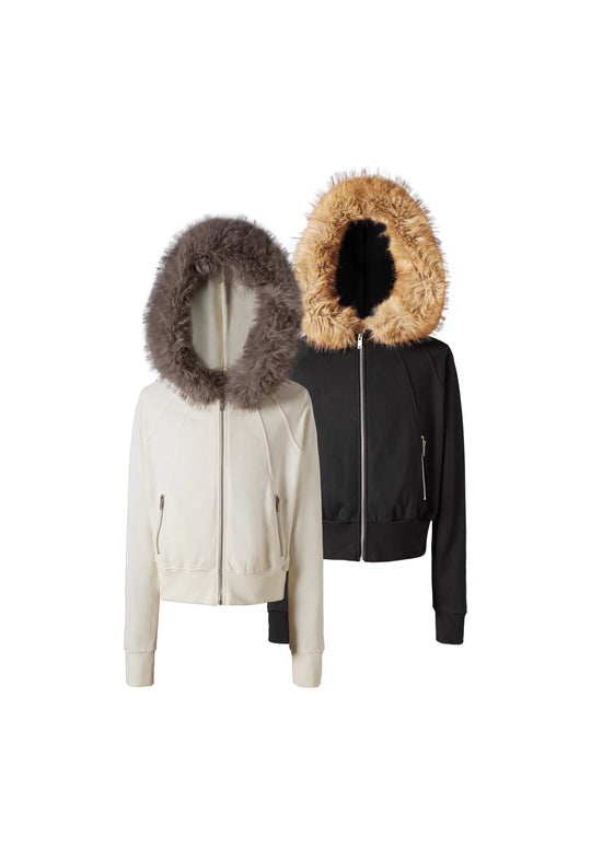 KARMANISTIC Fur Collar Hooded Jacket | Face 3 Face