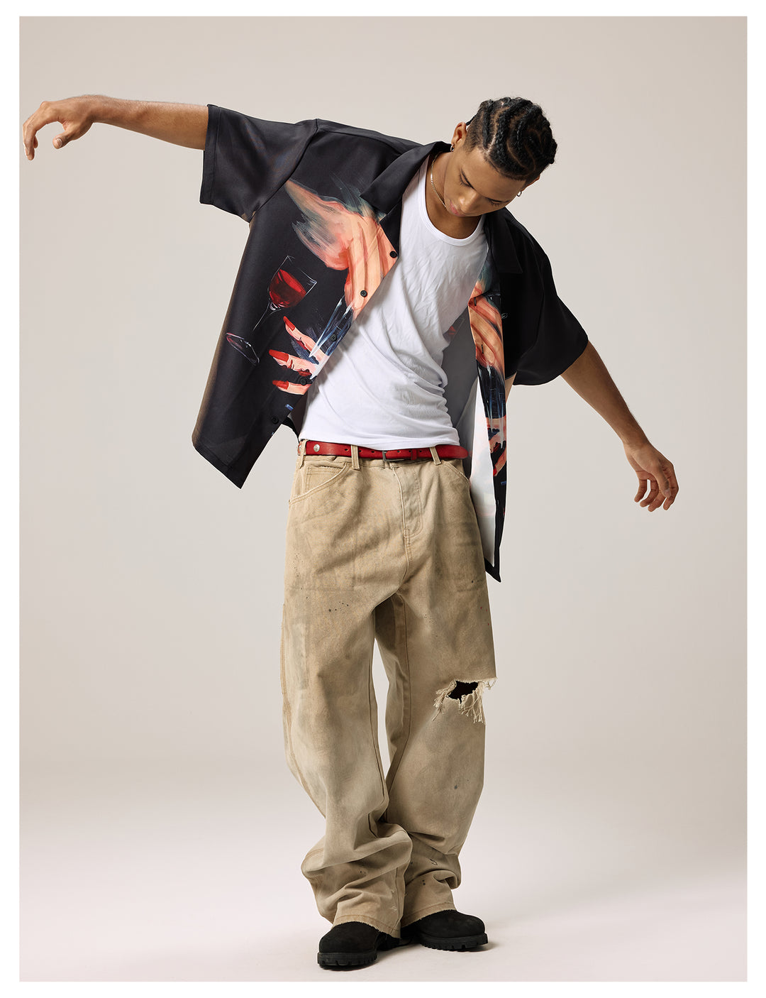 Remedy Finger and Wine Glass Full Print Short Sleeve Cuban Shirt | Face 3 Face