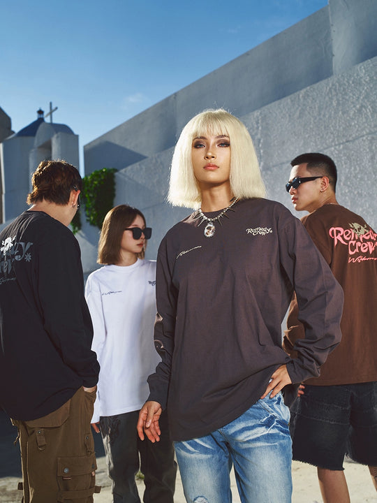 Remedy Skull Logo Print Long Sleeve Tee | Face 3 Face