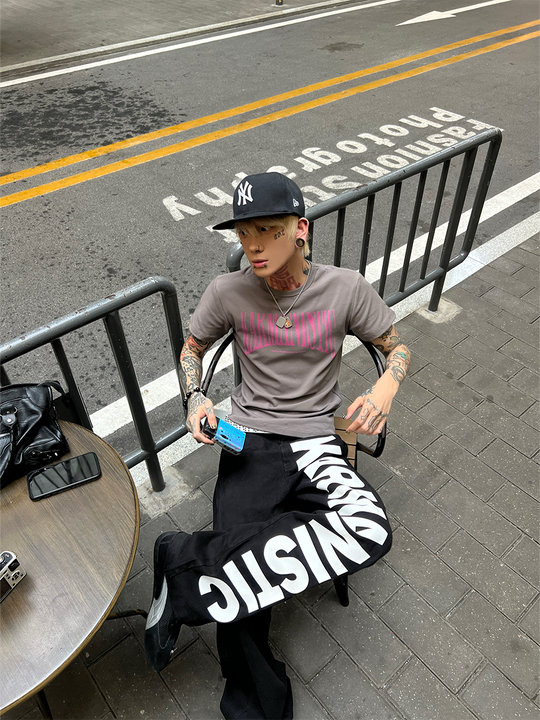 KARMANISTIC Letter Logo Print Slim Tee | Face 3 Face