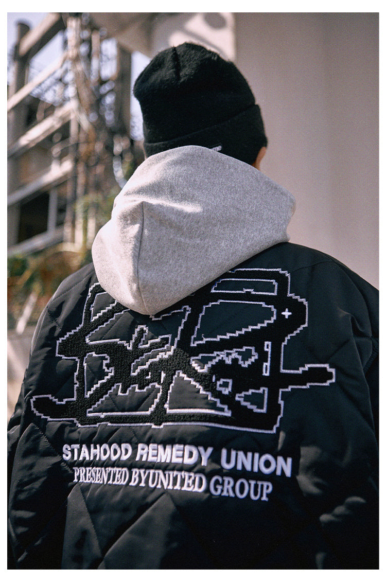 Remedy x STA STARMD Embroidered Quilted Hoodie Jacket | Face 3 Face