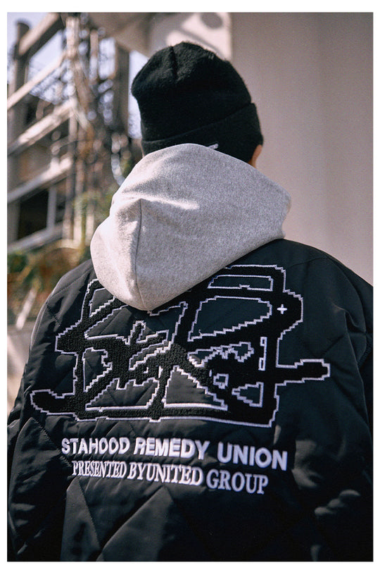 Remedy x STA STARMD Embroidered Quilted Hoodie Jacket | Face 3 Face