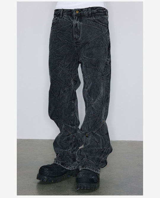 NOVACAM Water Ripple Washed Heavy Distressed Jeans | Face 3 Face