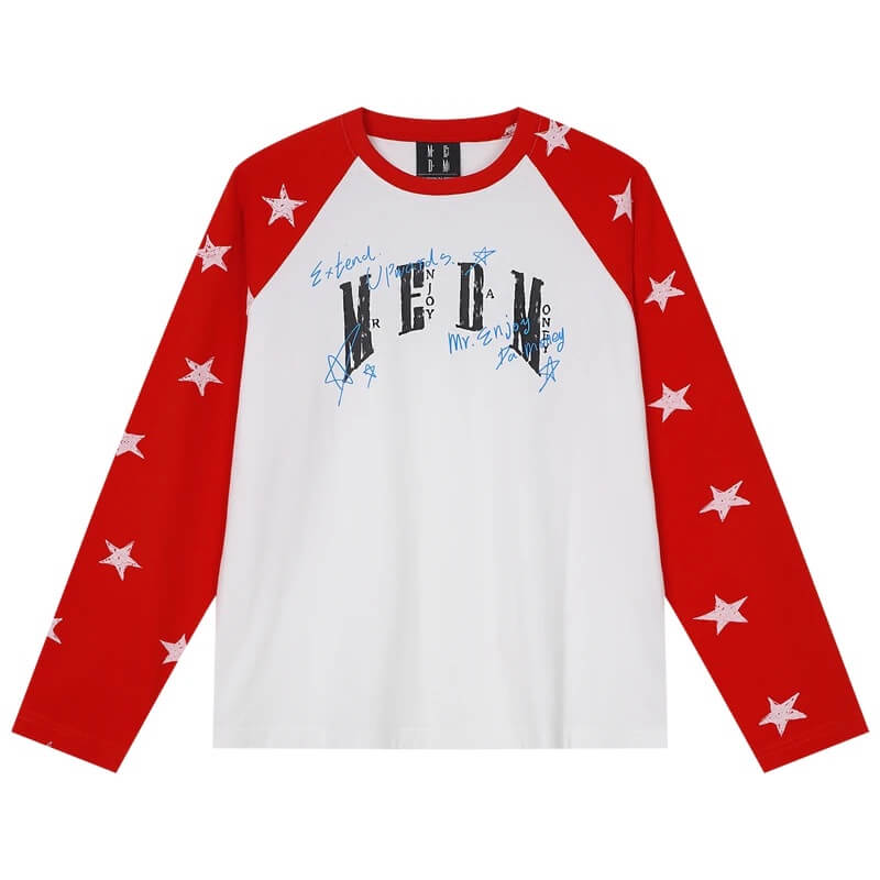 MEDM Star Print Raglan Long Sleeve Tee | Face 3 Face