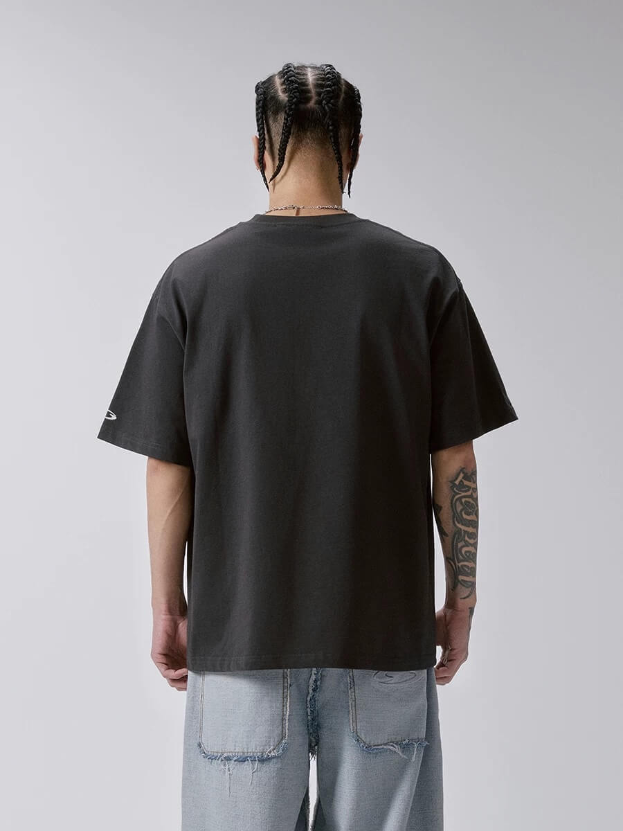 F2CE Praying Figure Silhouette Print Washed Distressed Short Sleeve Tee | Face 3 Face